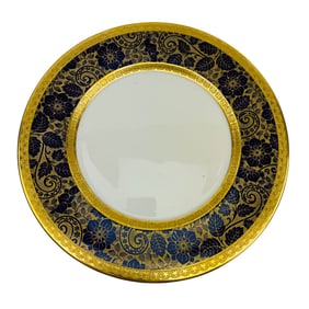 Lamberton Cobalt Floral Gold Gilt Dinner Plates 7p