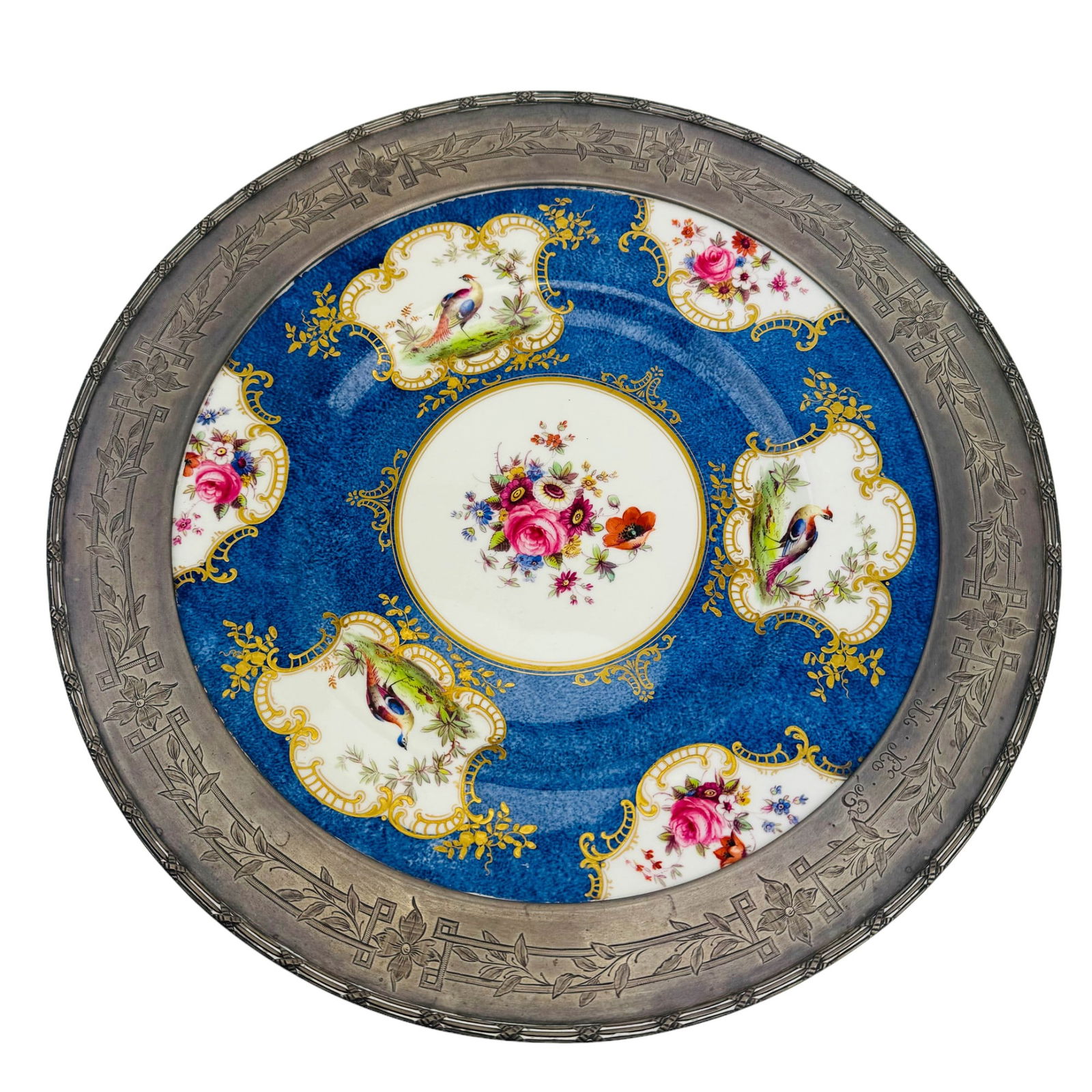 Sterling Mounted Crown Staffordshire Charger Plate (1 of 2)