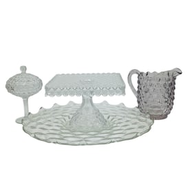 Fostoria American Clear Cake Plate Platter Jug 4pc