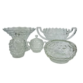 Fostoria American Clear Sugar Bowl Trophy Cup 5pc