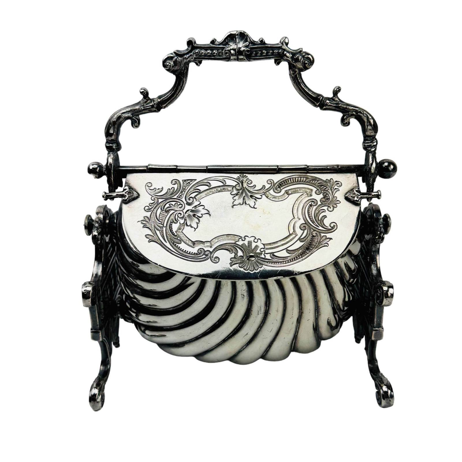 Antique Silverplate Floral & Scroll Biscuit Box (1 of 5)