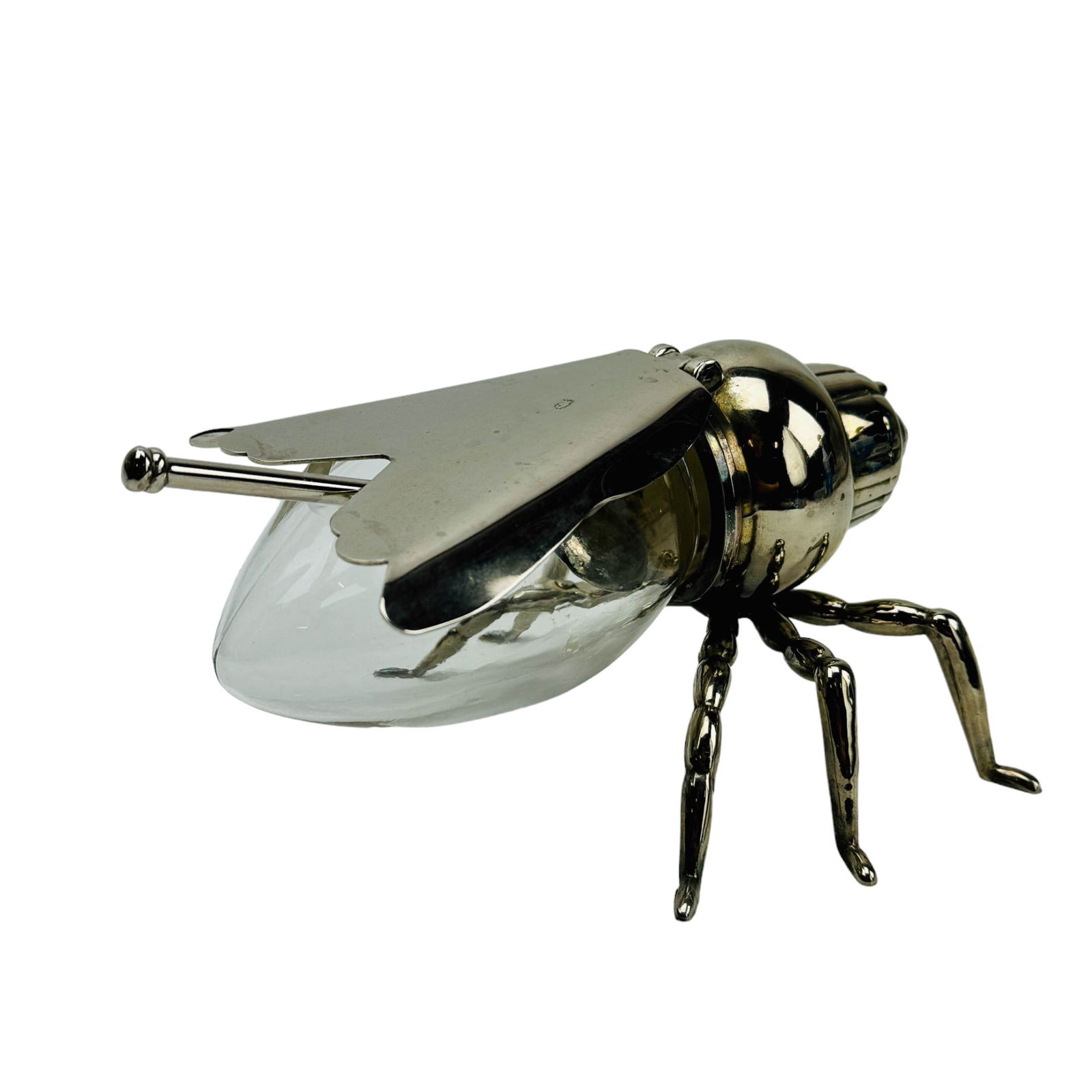 Art Deco Silver Plate Glass Bee Honey Pot w/ Spoon (1 of 6)