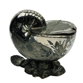Victorian Silver Plate Nautilus Shell Spoon Warmer
