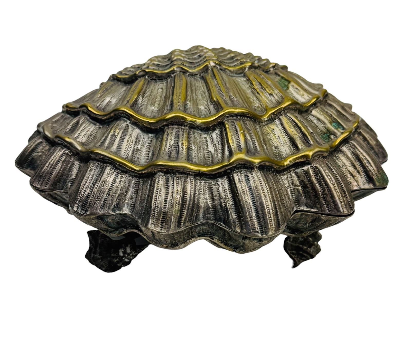 Silver Plate Clam Oyster Shell Footed Caviar Dish (1 of 3)