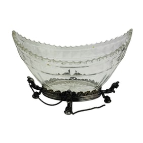 Antique Cut Crystal Silver Plate Centerpiece Bowl