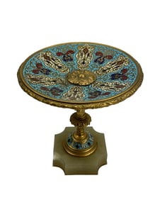 French Dore Bronze Mounted Champleve Onyx Compote