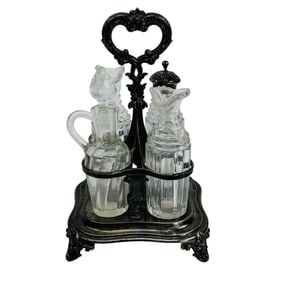 Rawlings & Storer English Silver Glass Cruet Set