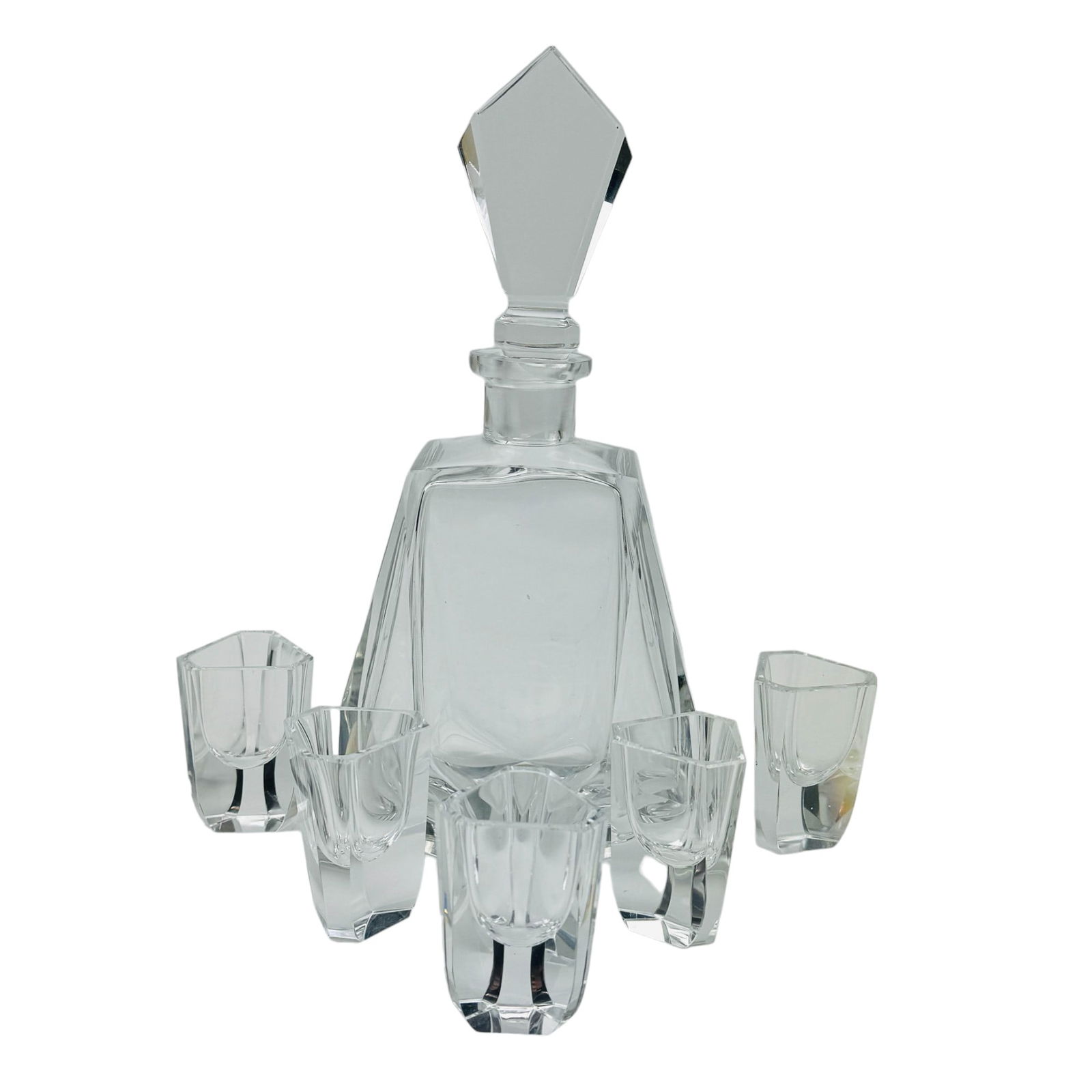Art Deco Clear Crystal Decanter Shot Glass 6pc LOT (1 of 4)