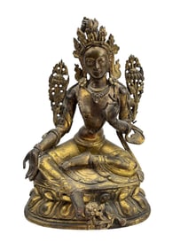 Antique Tibetan Nepalese Gilt Bronze Tara Statue