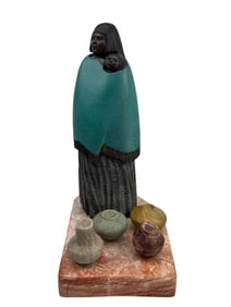 Doug Hyde b 1946 Stone & Bronze Figural Sculpture