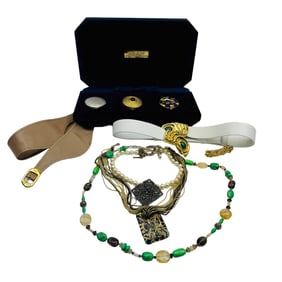 Estee Lauder Compact Leiber Belt Daus Jewelry LOT