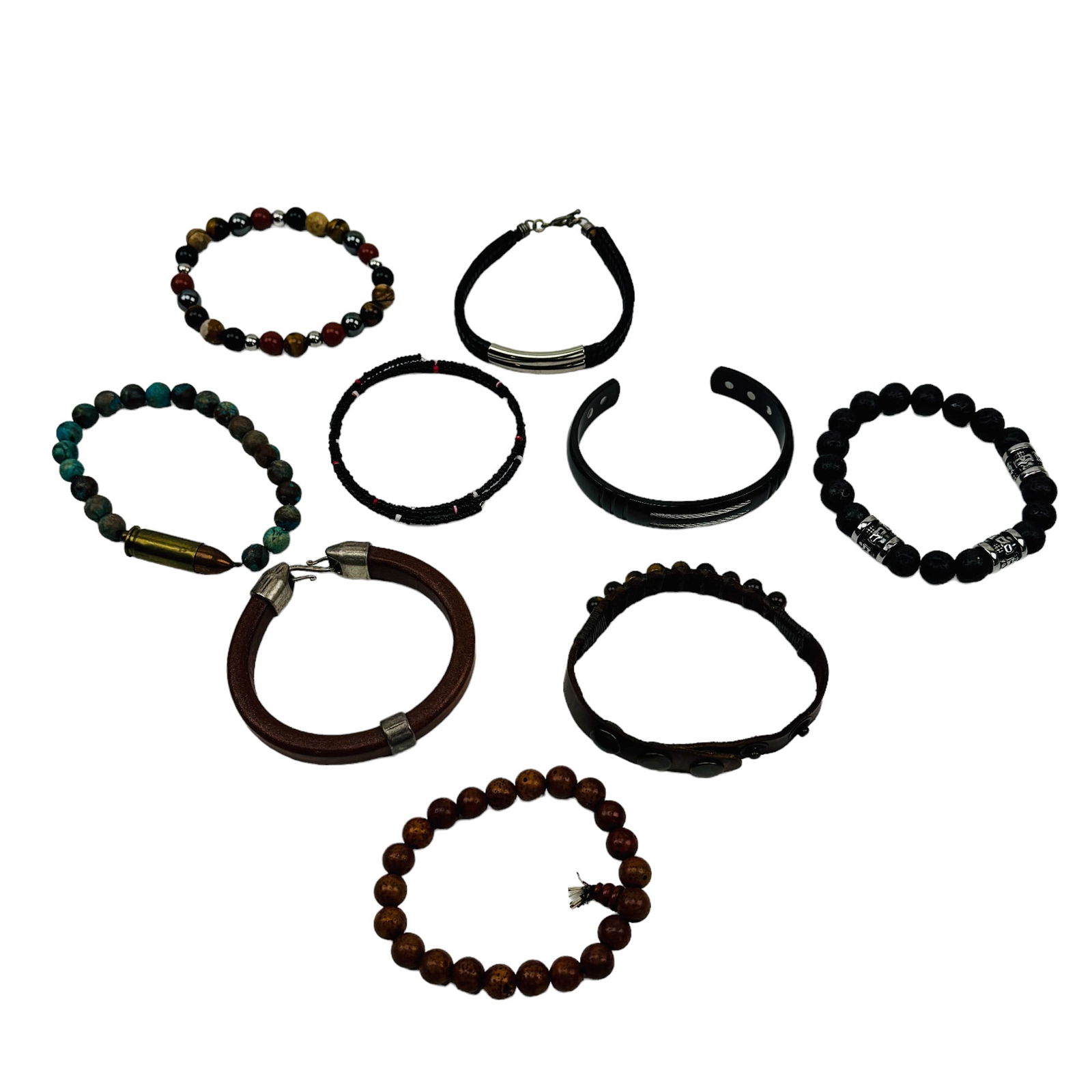 Beaded Leather & Titanium Estate Lot 9 Bracelets (1 of 6)