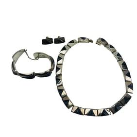 Mexico Taxco Sterling Silver 925 Lapis Jewelry 3pc