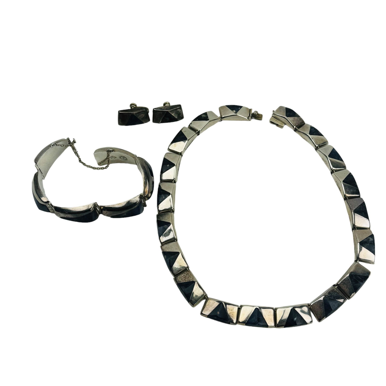 Mexico Taxco Sterling Silver 925 Lapis Jewelry 3pc (1 of 7)