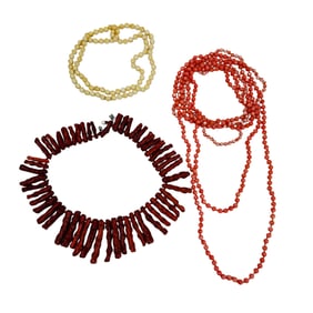 Salmon Pink Angelskin Red Branch Coral Necklaces