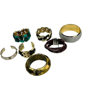 Costume Jewelry Wide Cuff Bangle Bracelet 7pc LOT
