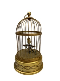 French Mechanical Singing Bird in Cage Music Box