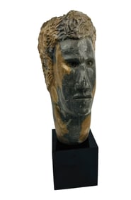 Male Bust Portrait 19" Soapstone Sculpture SIGNED