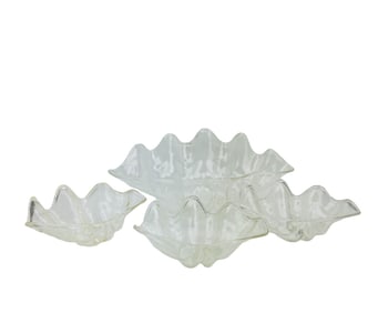 Mid Century Acrylic Lucite Clam Shell Server Bowls