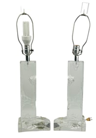 Mid Century Modern Lucite Acrylic Table Lamps PAIR