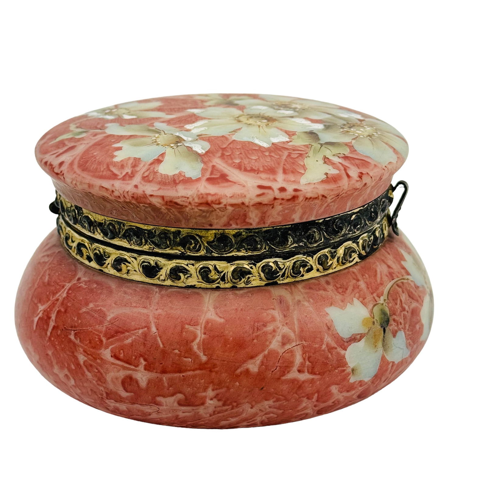 C F Monroe Kelva Painted Art Glass 19C Dresser Jar (1 of 4)