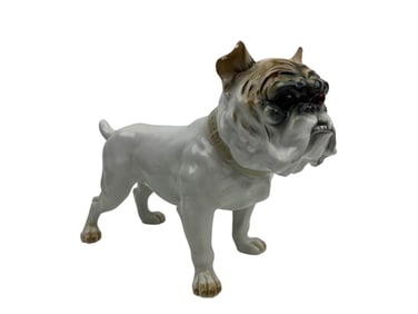 Antique Ernst Bohne Porcelain English Bulldog Lamp