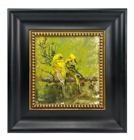 Jean Chambers b.1955 Parakeet Bird Oil Painting