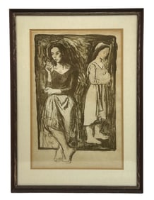 Moses Soyer 1899-1974 The Dancers B&W Lithograph