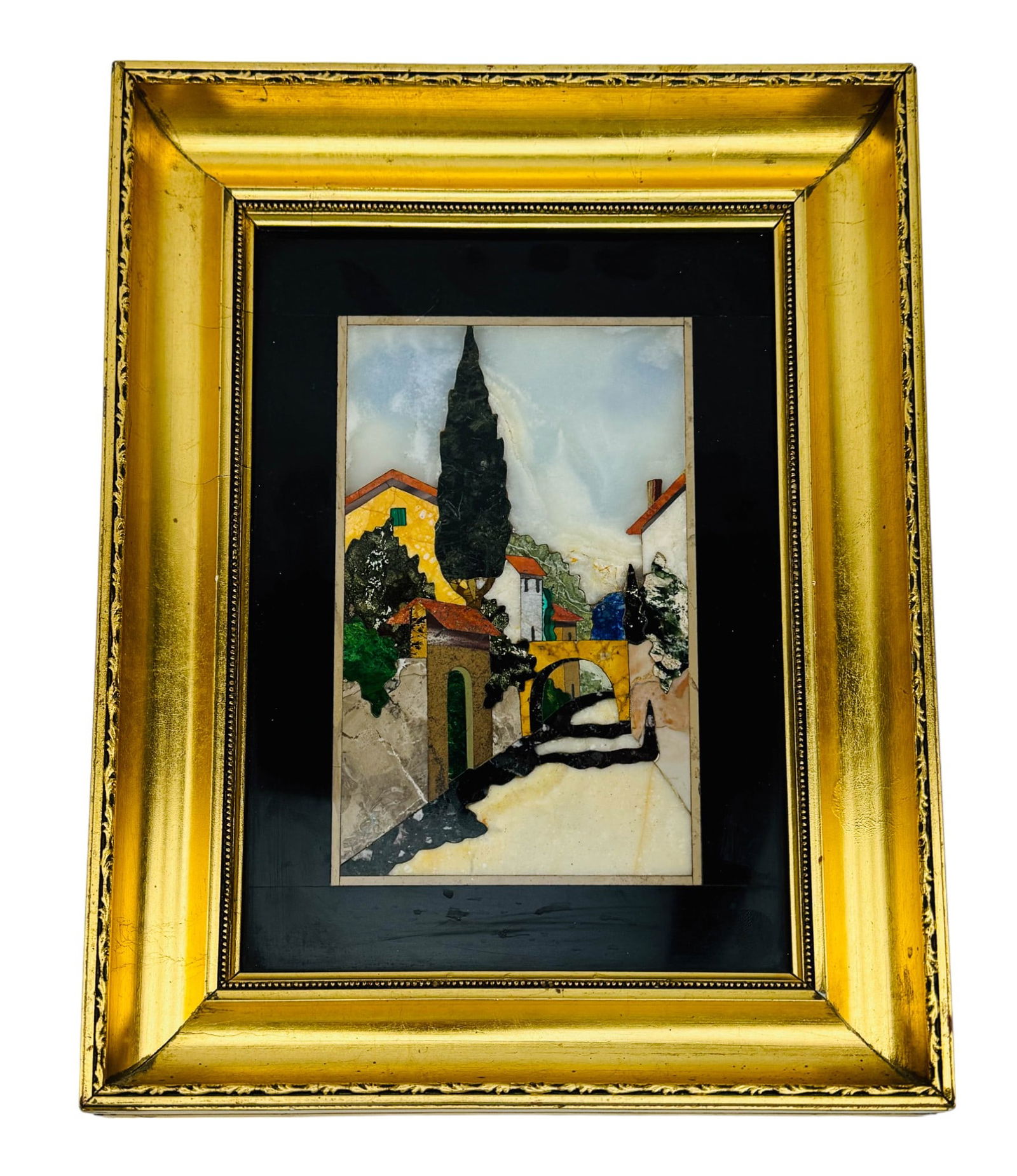 Italian Scenic Pietra Dura Mosaic Stone Plaque (1 of 4)