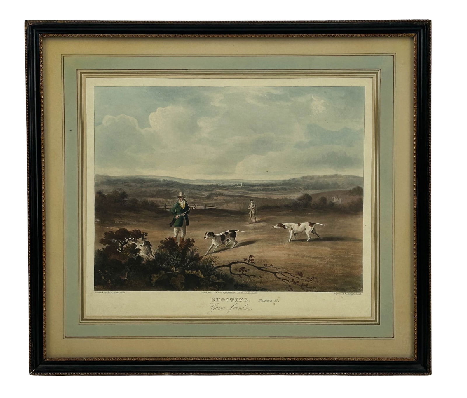 Antique English Fox Hunting Scene Color Engraving (1 of 4)