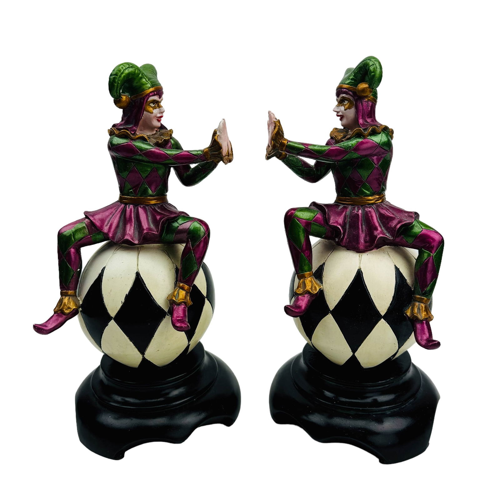 Milson Louis Court Jester Harlequin Bookends PAIR (1 of 3)