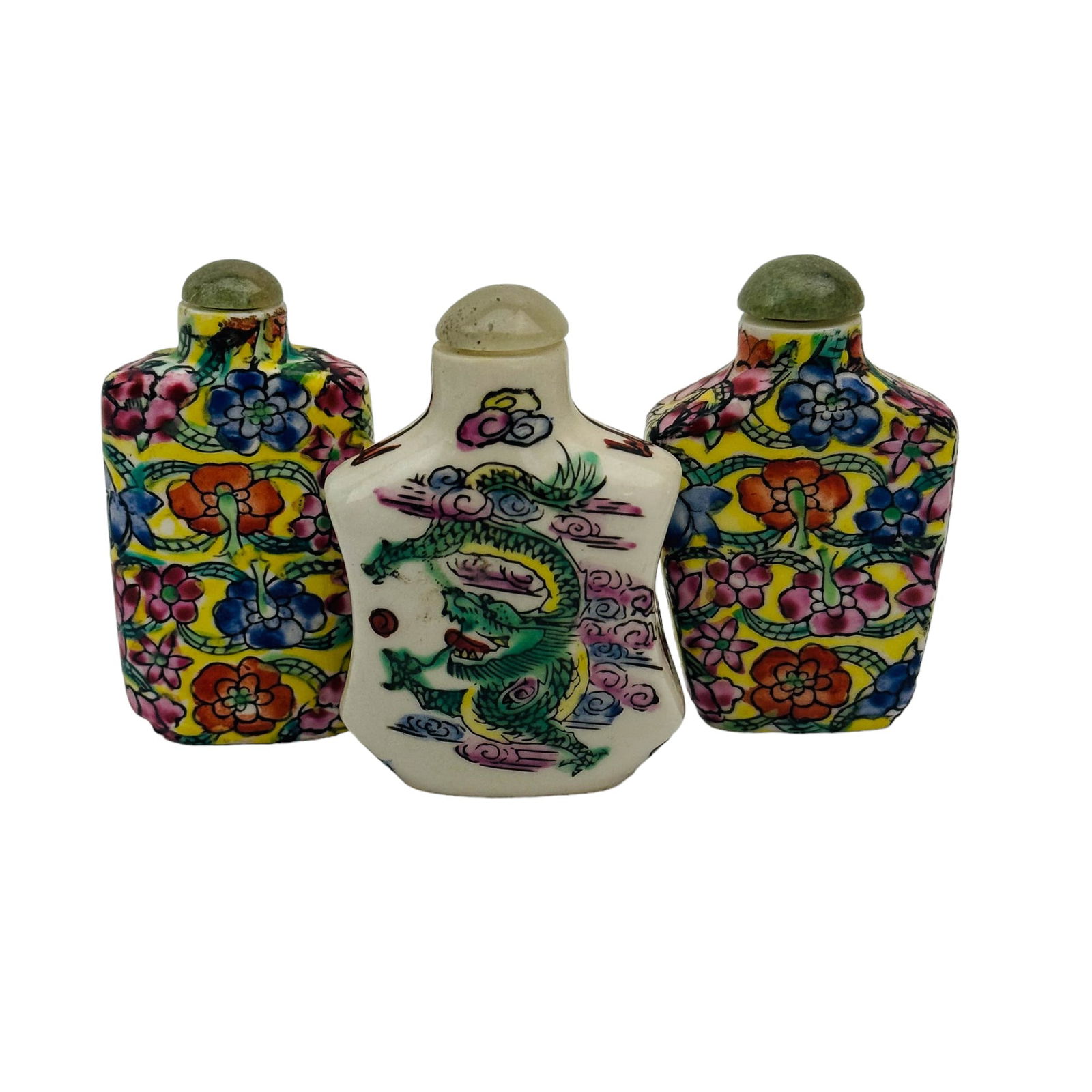 Chinese Export Painted Enamel Floral Snuff Bottles (1 of 3)