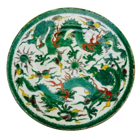 Japanese Porcelain Dragon w/ Pearl of Wisdom Plate