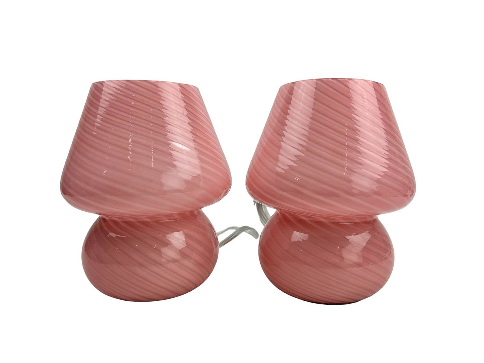 Murano Style Art Glass Pink Mushroom Table Lamp PR (1 of 6)