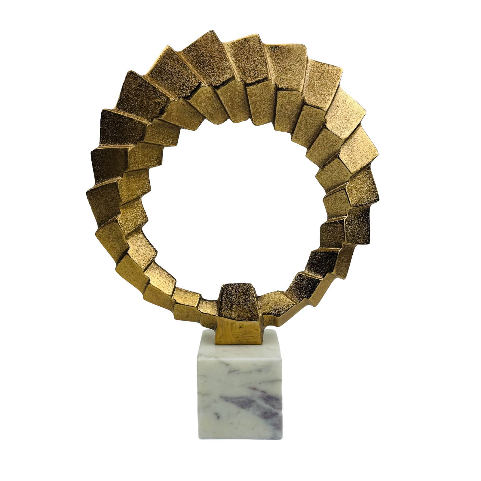 Postmodern Geometric Metal Sculpture & Marble Base (1 of 3)