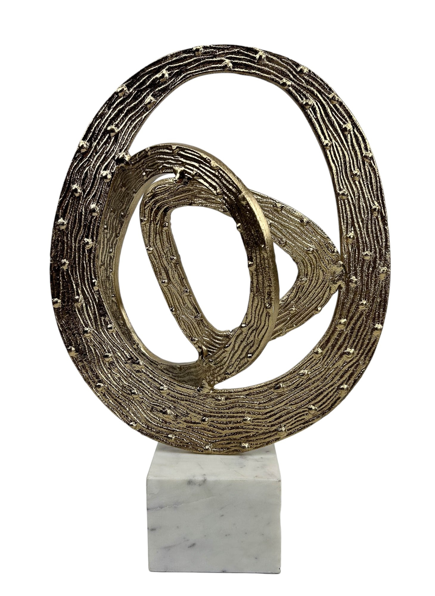 Modernist Abstract Metal Sculpture on Marble Base (1 of 4)