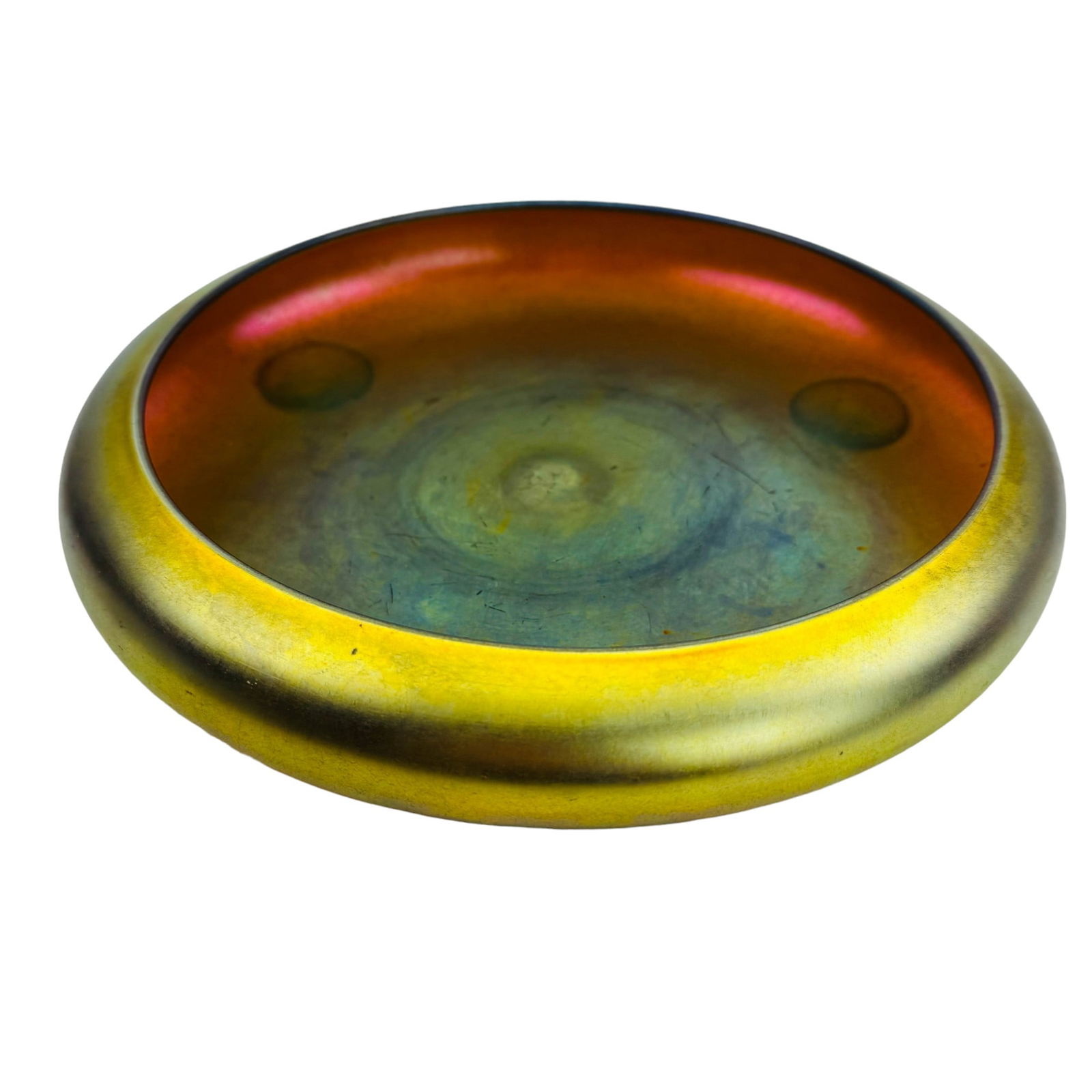 Steuben Gold Aurene Iridescent Glass Footed Bowl (1 of 4)