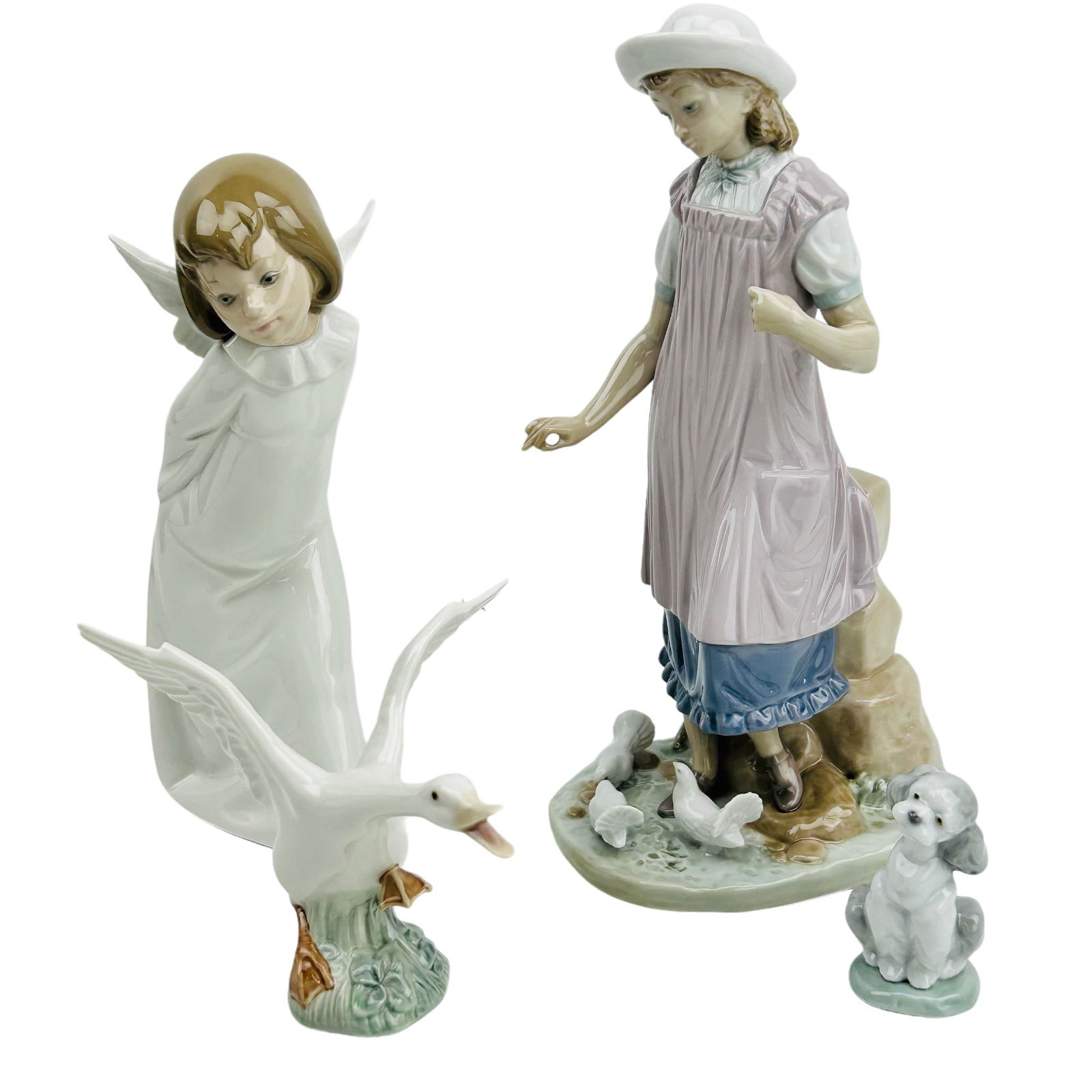 Lladro Angel Girl Duck Dog Porcelain Figurine 4pc (1 of 6)