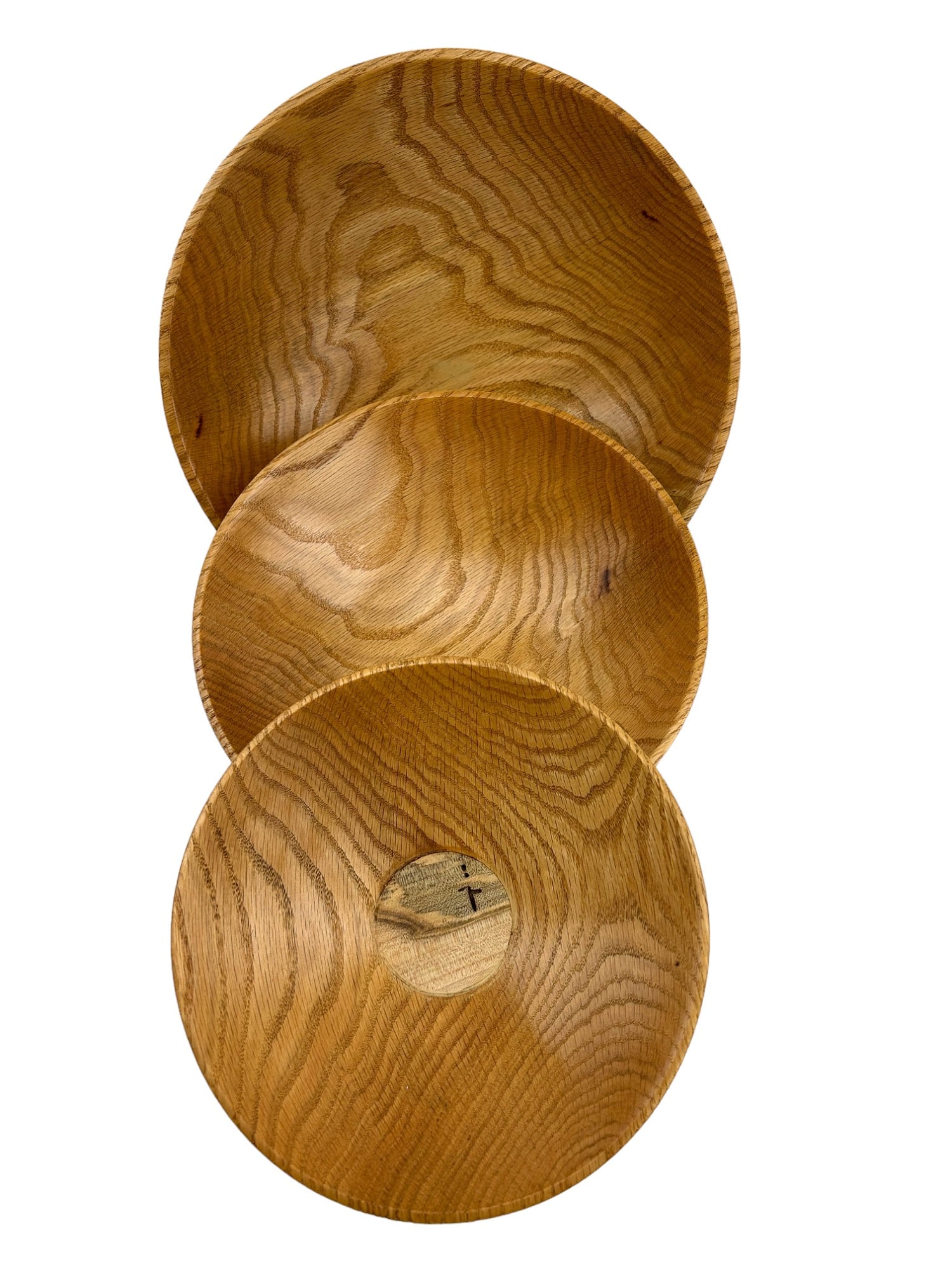 Red Oak Wood Turned 3p Nesting Bowls Signed Al Yax (1 of 7)