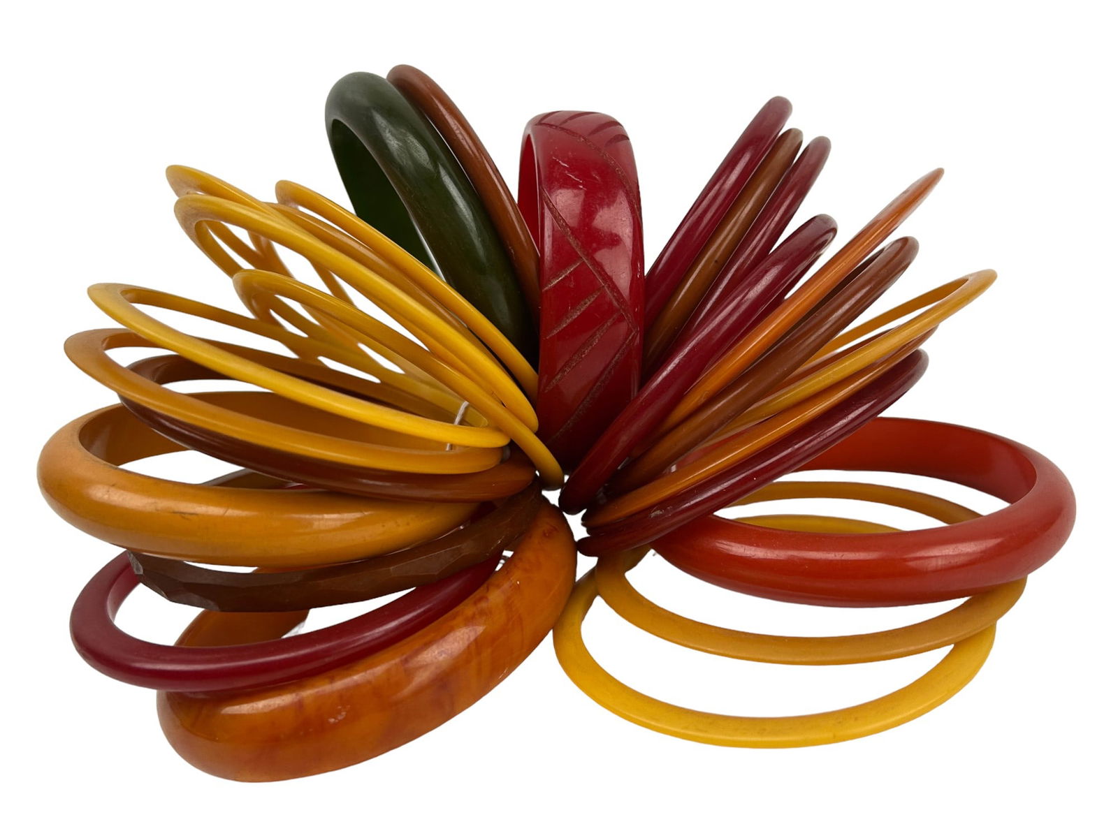 Red Green Yellow Bakelite Art Deco Bracelet 27pc (1 of 7)