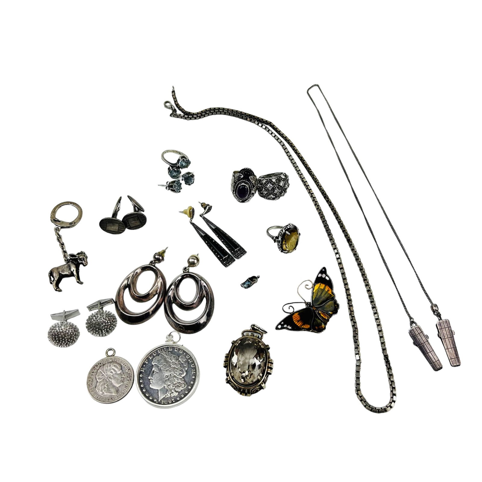 Sterling Jewelry Ring Cufflinks Chain Pendant LOT (1 of 12)