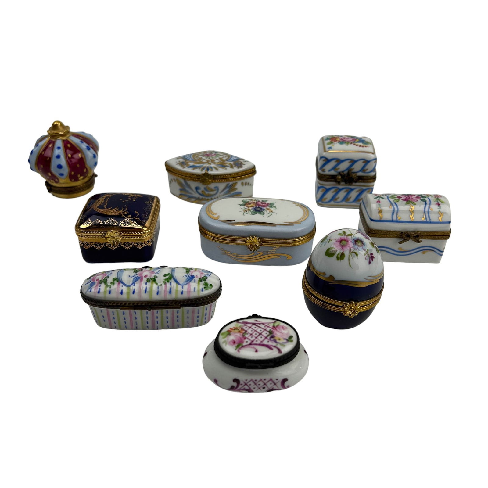 Limoges French Porcelain Trinket Jewelry Box 9pc (1 of 8)
