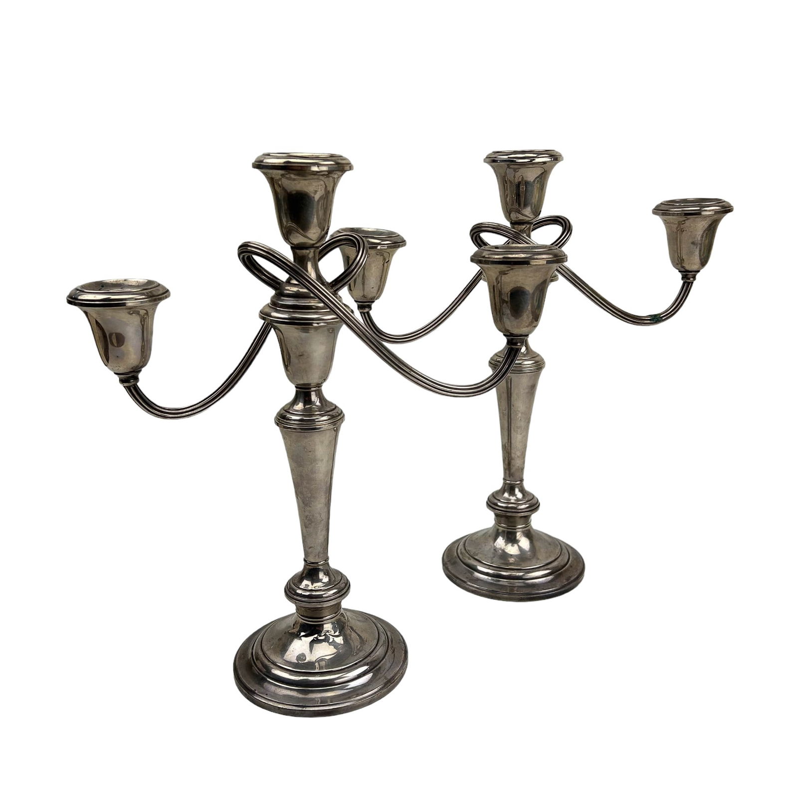 Gorham Sterling Silver Twist Arm Candle Holder PAIR (1 of 7)