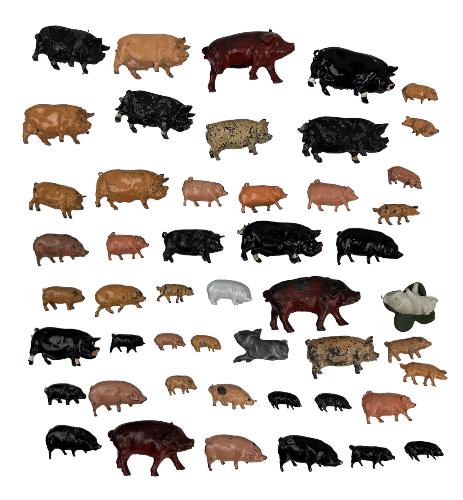 Miniature Painted Metal Sow Hog Pig Figurines 47pc (1 of 7)