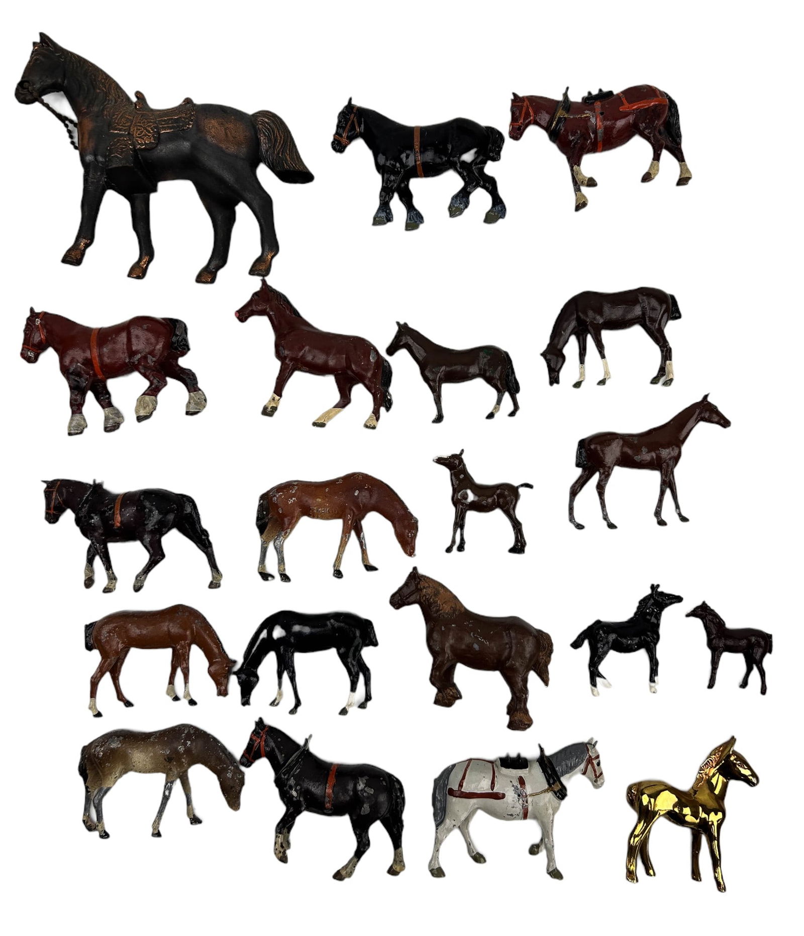 Miniature Painted Metal Equestrian Horse Figurines (1 of 7)