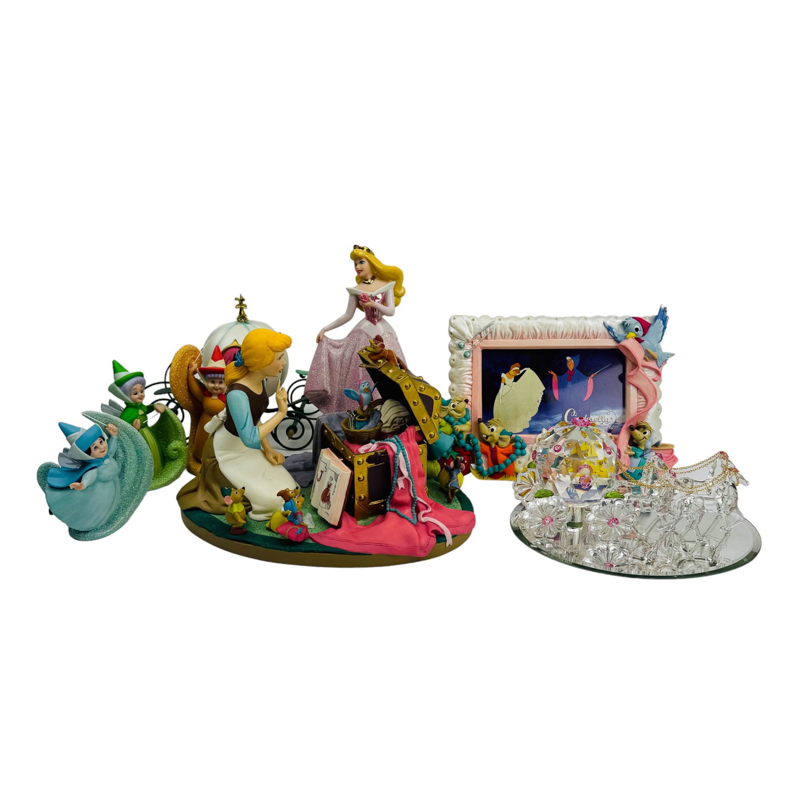 Disney Cinderella Figurines Music Box Frame 8p LOT (1 of 4)
