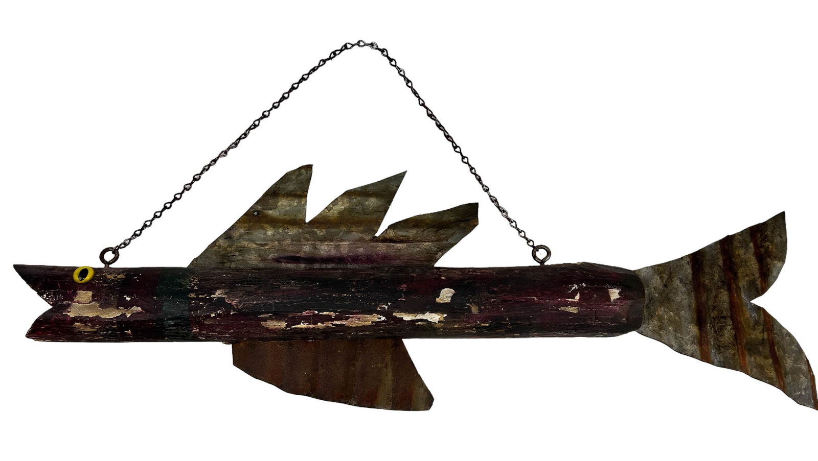 Folk Art Hand Carved Painted Wood Fish Trade Sign (1 of 8)