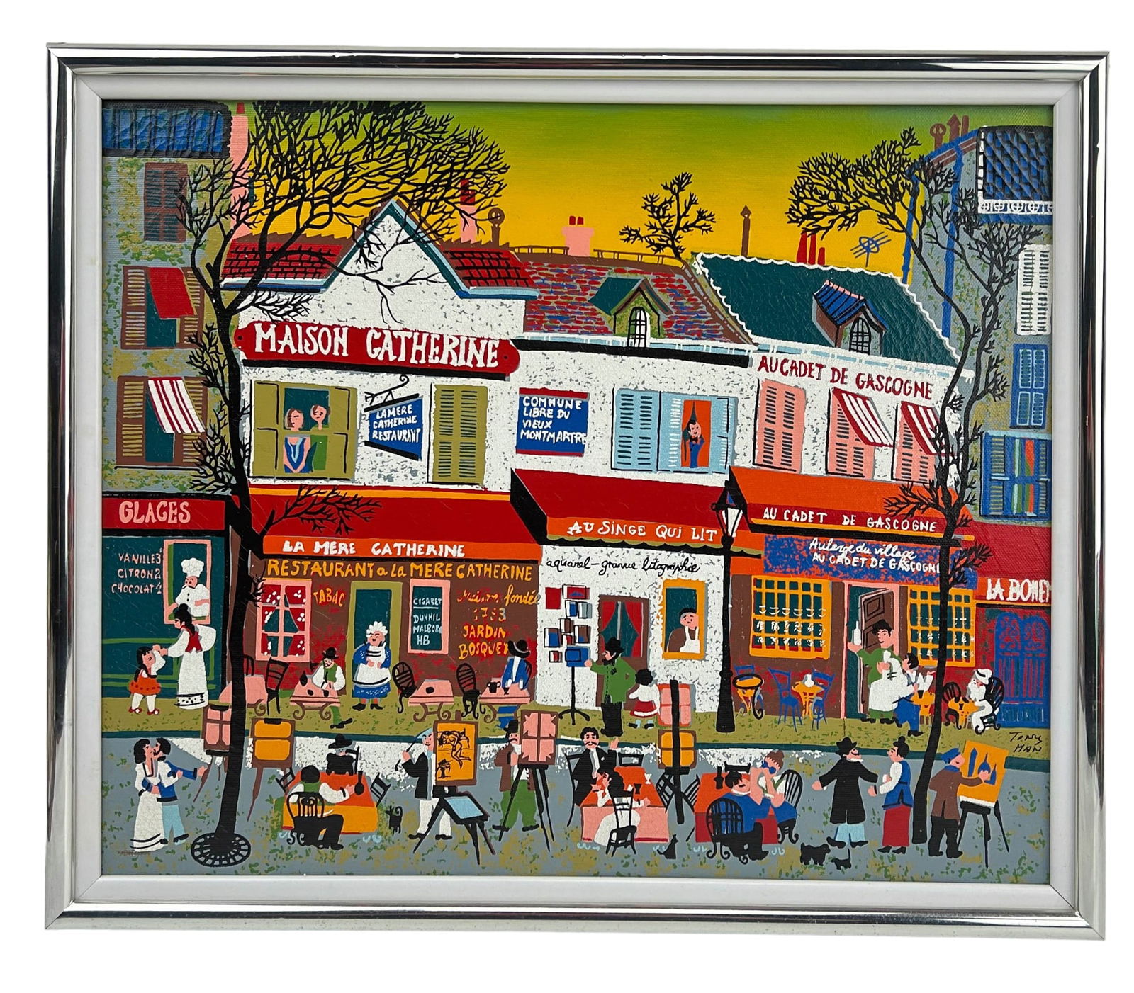Tony Man French Cityscape Naive Pop Art Painting (1 of 3)