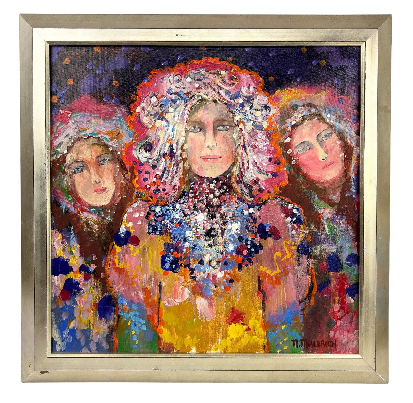 Norma Malerich b1930 Abstract Portrait Painting (1 of 4)