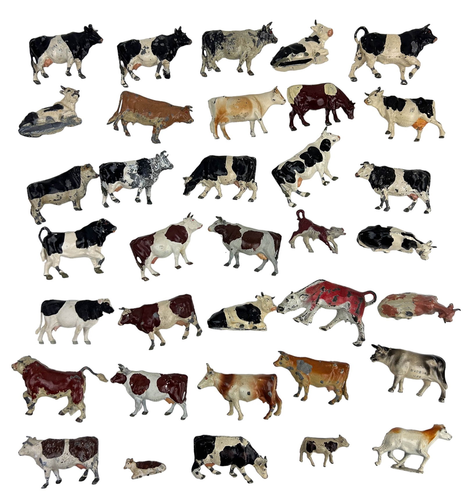 Miniature Painted Metal Cow Pastoral Figurine LOT (1 of 7)